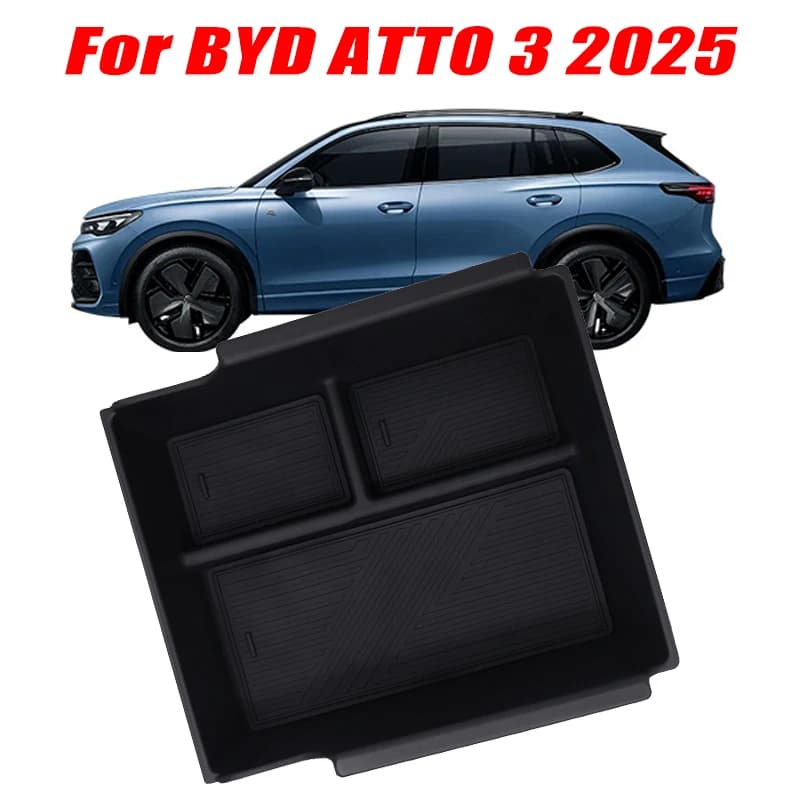 For BYD ATTO 3 2025 Model Armrest Storage Box ABS Central Organozer Tray Stowing Tidying Car Accessories