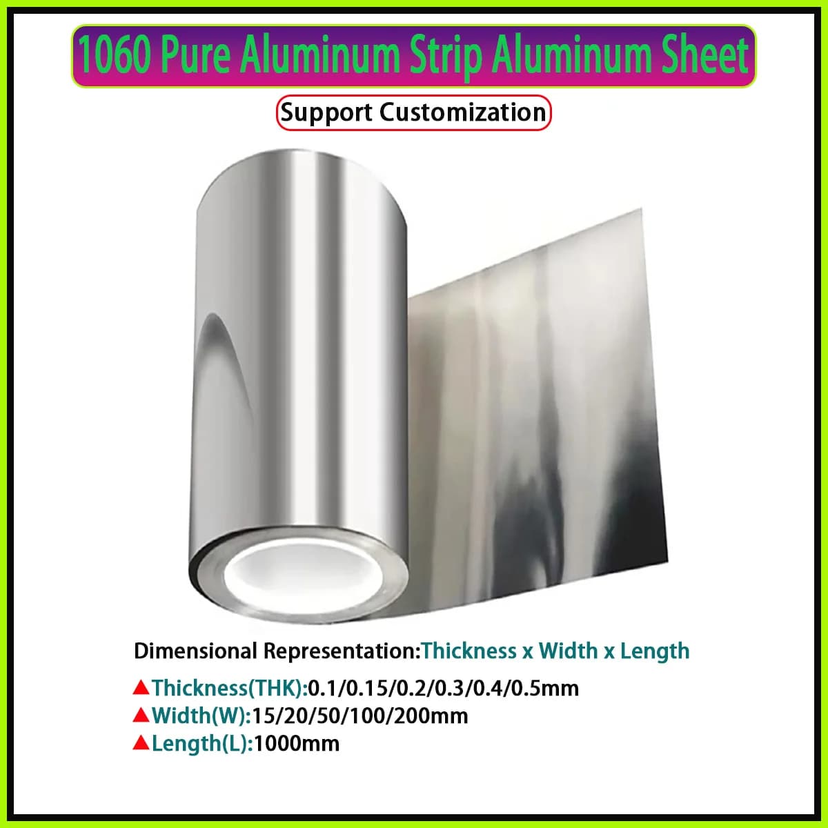 AL1060 Aluminum Strip Aluminium Foil Thin Sheet Plate DIY Material Thk0.1/0.15/0.2/0.3/0.4/0.5mm W15/20/50/100/200mm L1000mm