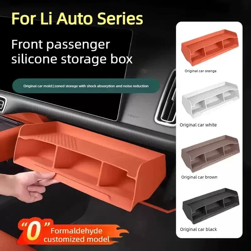 For Li Auto L6 L7 L8 L9 Car Front Passenger Silicone Storage Box Glove Box Storage Partition Car Interior Modify Accessories