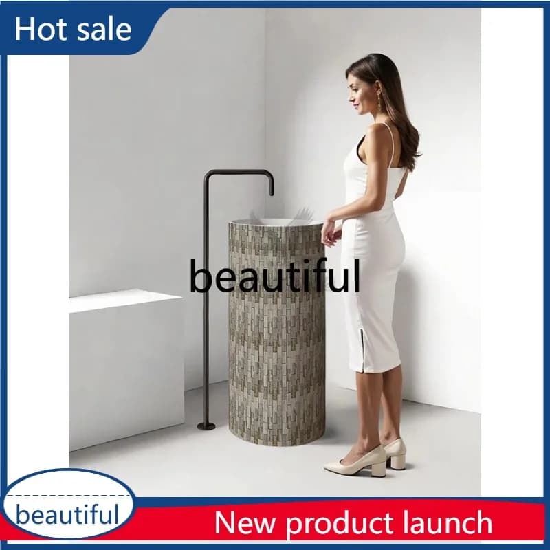 A17 Color round floor wash basin hotel B & B club villa bathroom creative art column basin