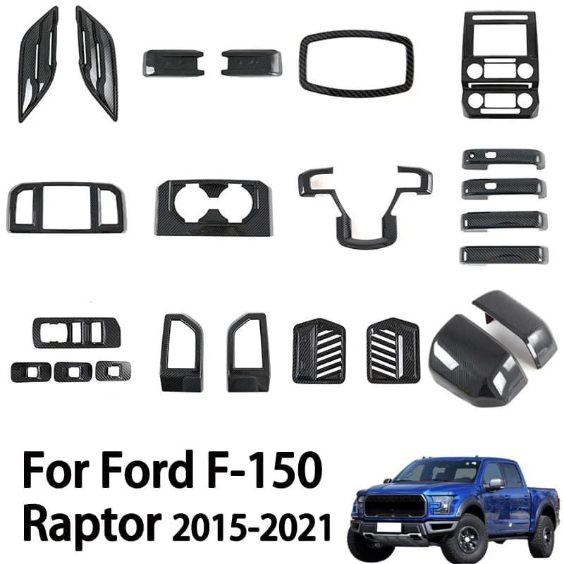 For Ford F150 Raptor 2015-2021 ABS Carbon Fiber Texture Central Control Gear Shift Panle Air Vent Cover Interior Accessories Kit