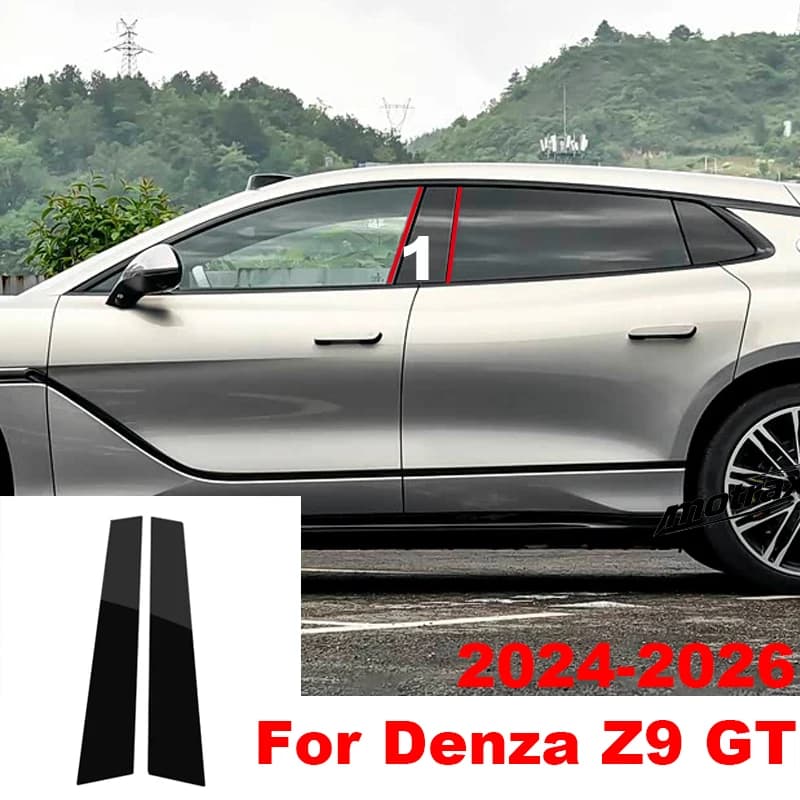 For Denza Z9 GT 2024 2025 2026 Car PC Material Middle Pillar Post Cover Door Trim Window Molding Sticker Plate Accessories