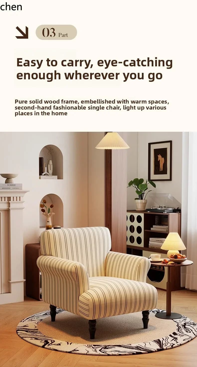 DSA Single Sofa Chair Living Room Homestay Cotton Linen Backrest Chair Design Leisure Chair