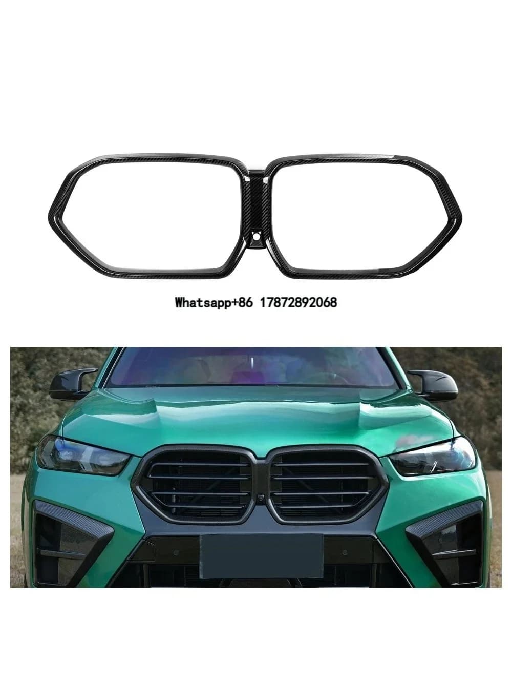 Dry Carbon Fiber Auto Part Glossy Black Front Grill Frame for  X5M F95 X6M F96 LCI 2024+ Car Grille Frame