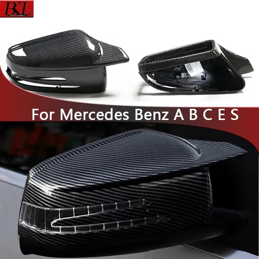 For Mercedes Benz C CLS GLA GLK Class W204 X156 CLS350 Carbon Fiber Rear View Mirror Case Cover Upgrade Shells Rearview Cap Real