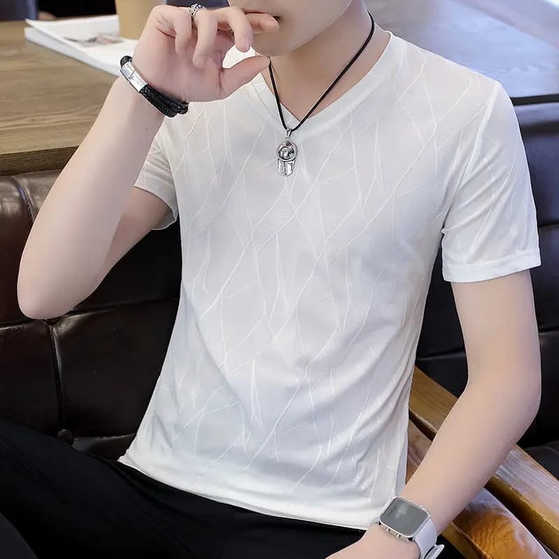 Summer new ice silk short sleeve tshirt men's casual sports quick-drying tee undershirt