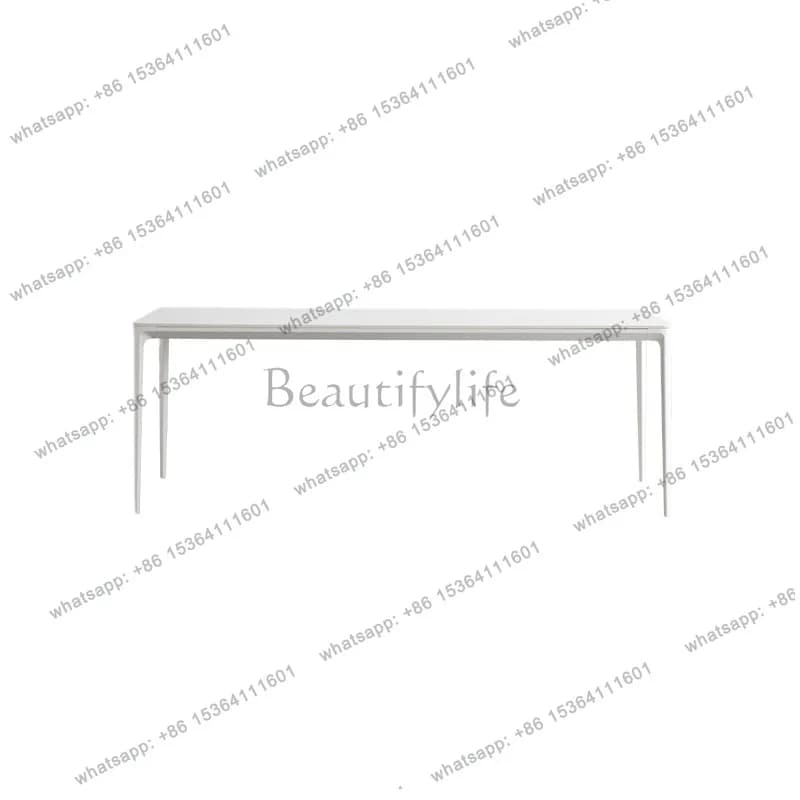 Pure white slate aluminum alloy rectangular aluminum alloy dining table small apartment light luxury modern and simple