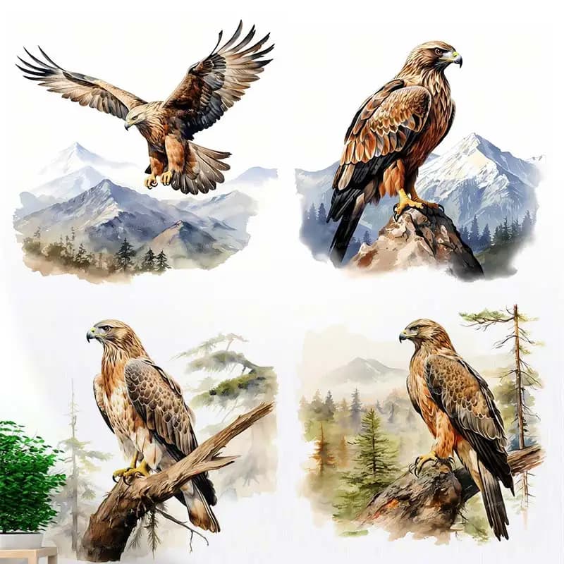Hawk Watercolor Wall Sticker Art Mural Living Room Bedroom Cabinet Decoration Home Decor Animal Stickers S279