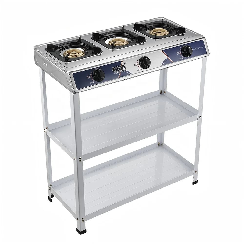 Freestanding     Stove 3 Burner lpg     Stove with Stable Steel Rack Ideal for Large Scale Cooking