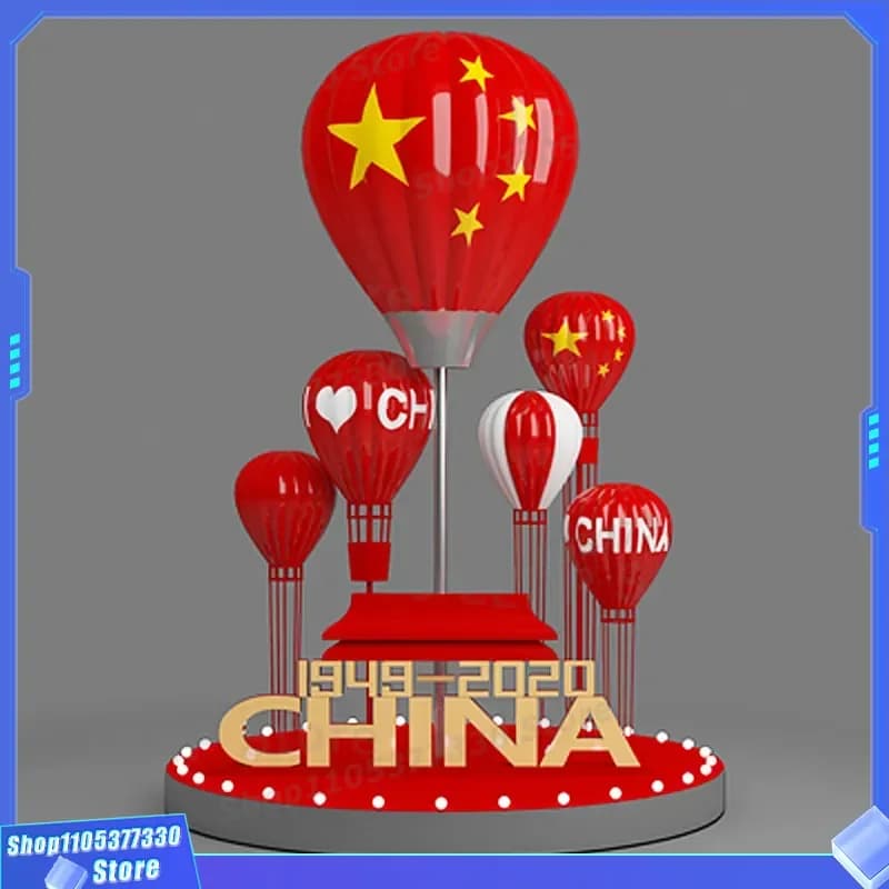 Large Wrought Iron Hot Air Balloon Decoration for Mall Scenic Spot New Year Opening Props Floor Standing Ornament Display