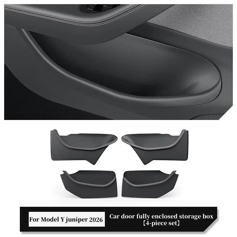 TPE All‑Inclusive Door Side Storage Box Organizer Tray For Tesla Model Y Juniper 2026 Front Rear Door Car Interior Accessories