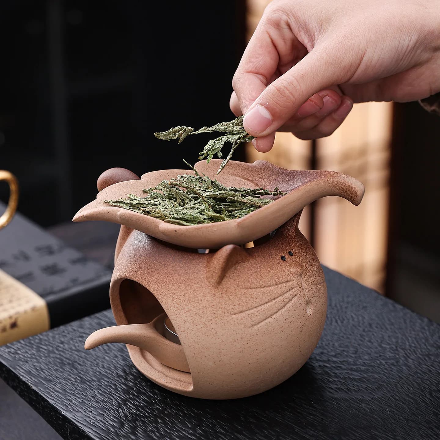 WW Ceramic Cedar Tea Baking Aromatherapy Stove Tea Ceremony Baking Stove Fragrance Tipper Candle