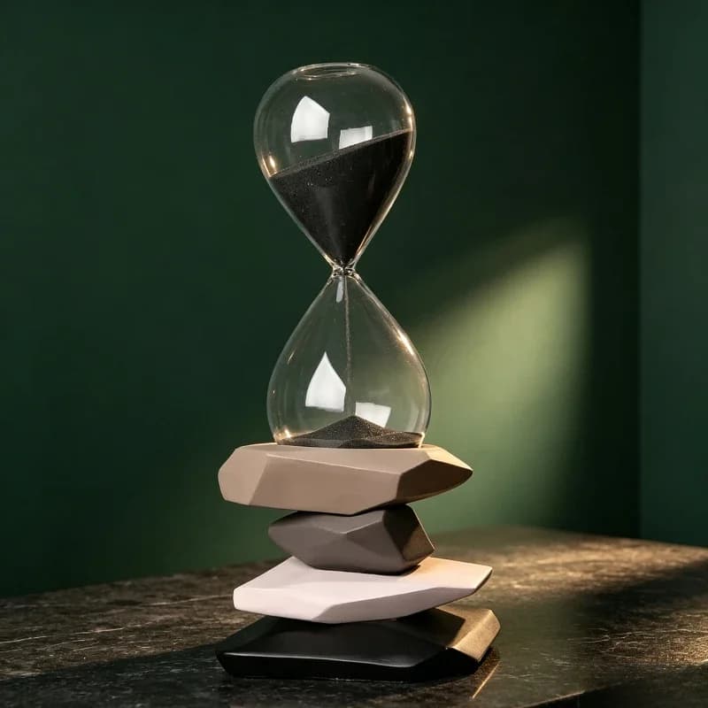 Modern Mid‑Century Hourglass Timer Creative Stone Rotating Sand Clock Ornament Home Desktop Decor for Birthday Gift