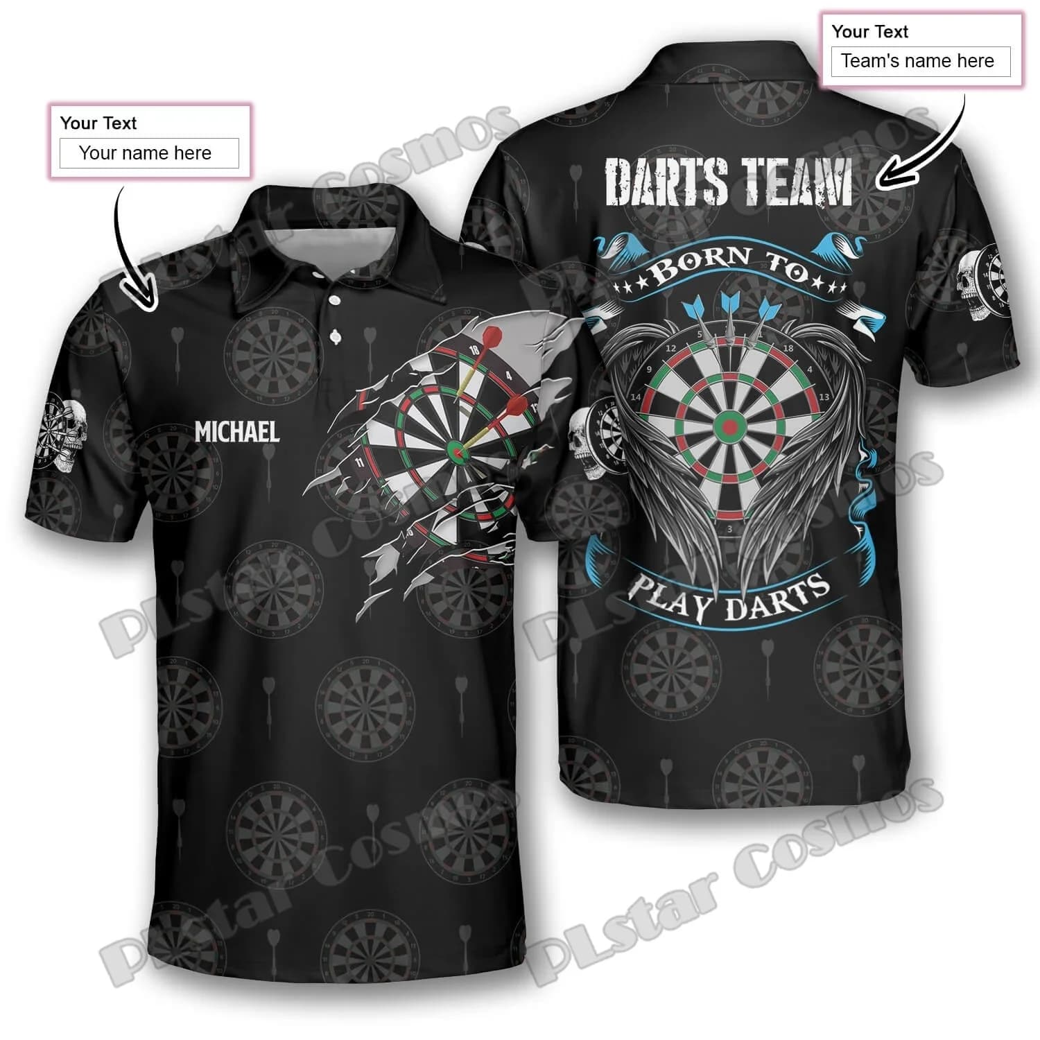 Born To Play Darts Personalized Darts Team 3D Printed Fashion Men's Polo Shirts Summer Casual Unisex Premium Polo Shirt PLP40
