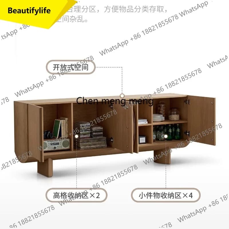 M45 Medieval log style dining side cabinet, living room entrance cabinet, Italian light luxury storage locker