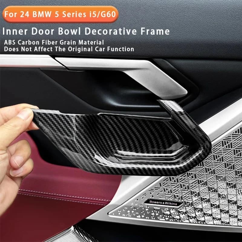 For BMW 5 Series i5 G60 2024 ABS Carbon Fiber Car Inner Door Bowl Protection Cover Anti-scratch Panel Sticker Car Accessories