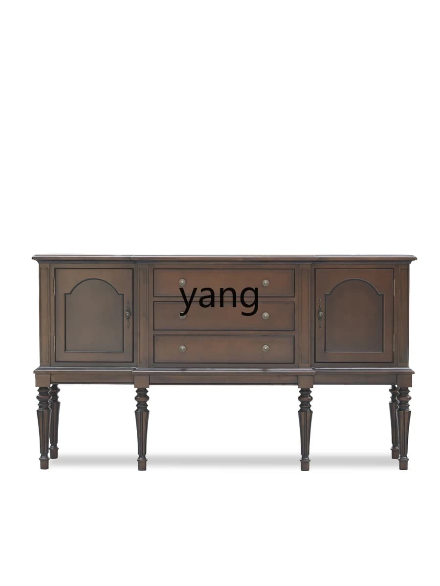 LTT walnut color living room high leg side cabinet drawer locker solid wood furniture