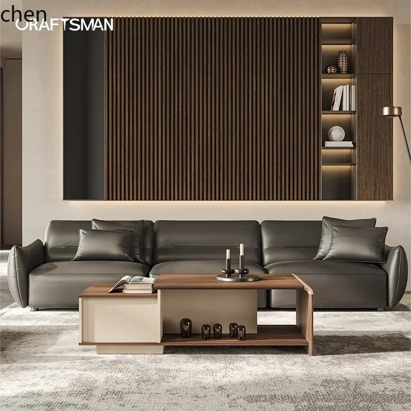 HYS Office sofa coffee table combination set three-person boss office meeting guests simple and modern