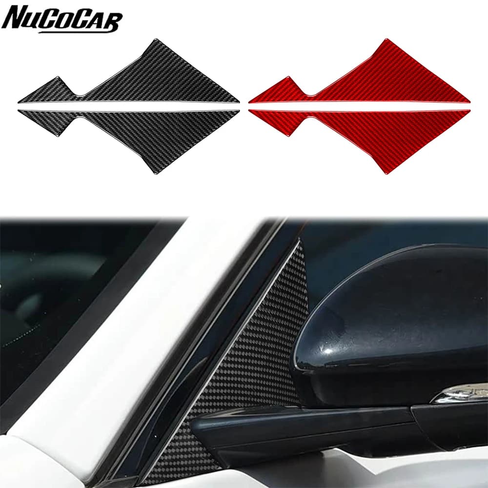 For Jaguar XE 2016-2022 Carbon Fiber Rear-view Mirror A-pillar Triangular Panel Car Accessories Exterior Decorative Sticker
