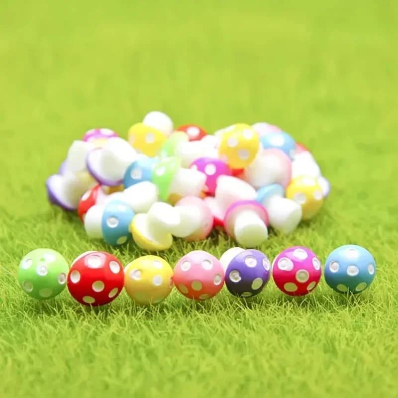 50PCS Mini Mushrooms Fairy Garden Accessories Resin Mushroom Miniature for Micro Garden Landscape Terrarium Moss Dollhouse Decor