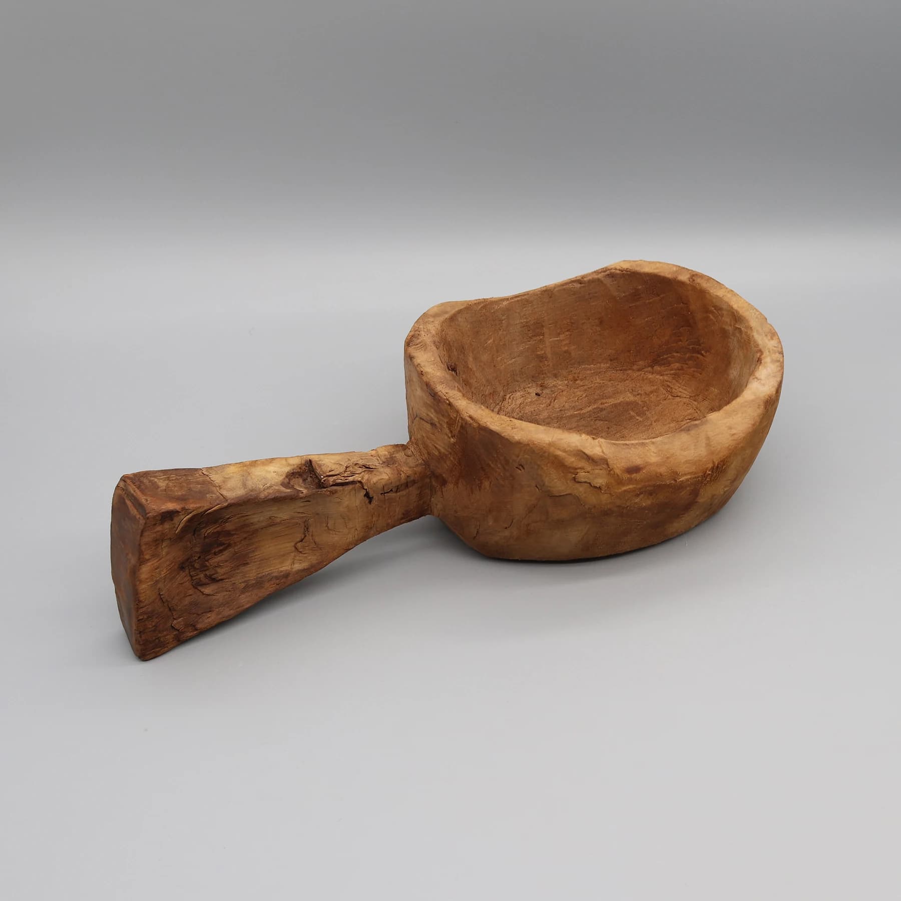 Old  Primitive Wood Bowl, Hand Made Scoop, Single Piece of Solid Wood