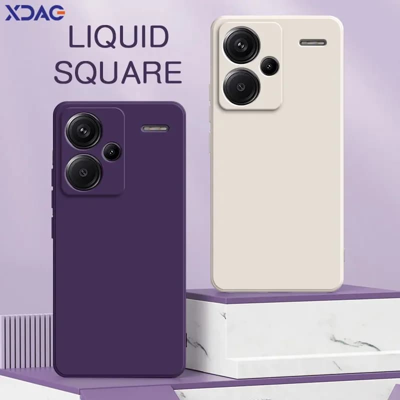 Square Liquid Silicone Phone Case for Xiaomi Redmi Note 13 Pro Plus 360 Camera Protective Soft Back Cover RedmiNote13 13Pro Bags