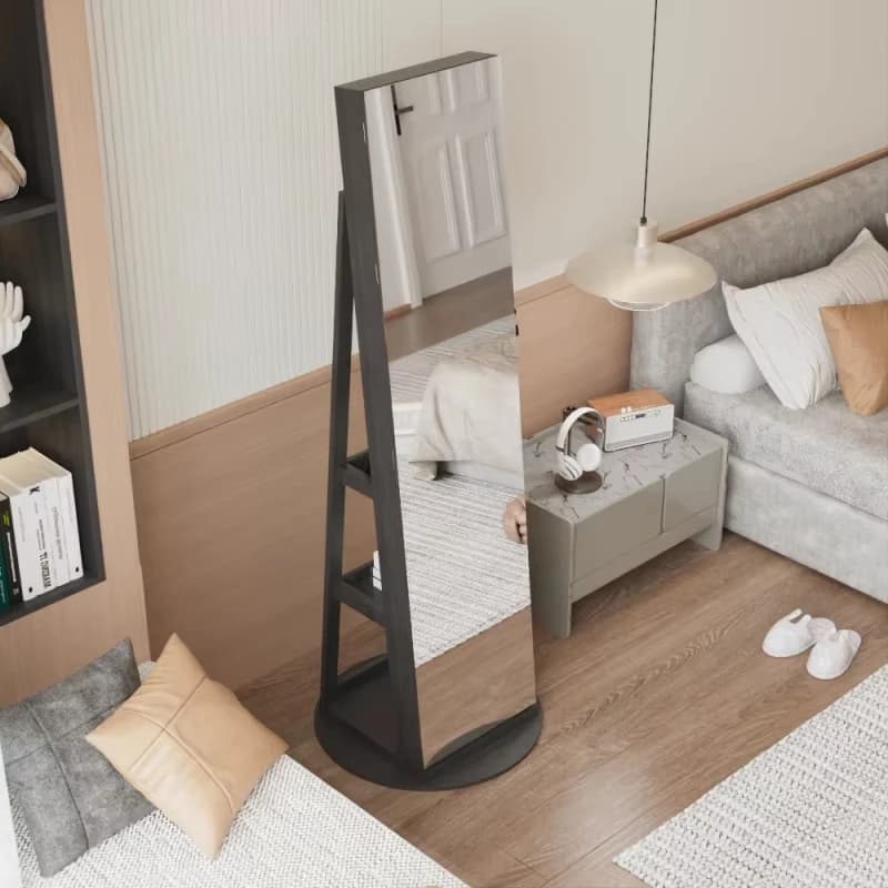 Hot Selling Dresser Jewelry Makeup Movable Rotation Big Mirror Lock Vanity Table Large Storage for Bedroom