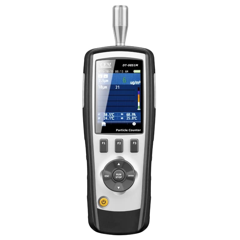 DT-9851M Professional Digital Handheld Air Laser Particle Counter 2.83L/min Flow 0.3-2.5um PM2.5/PM10 Detection TFT LCD 5000