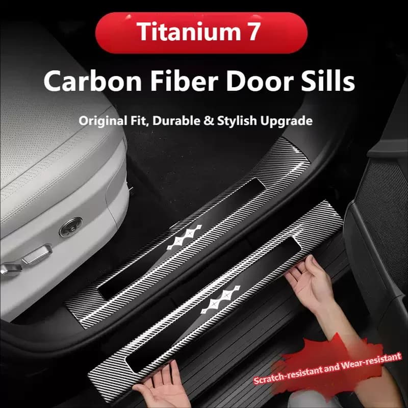 For BYD Leopard 7 Titanium 7 2025 2026 Threshold Protection Sticker Rear Trunk Inner Bumper Plate Guard ABS Carbon fiber