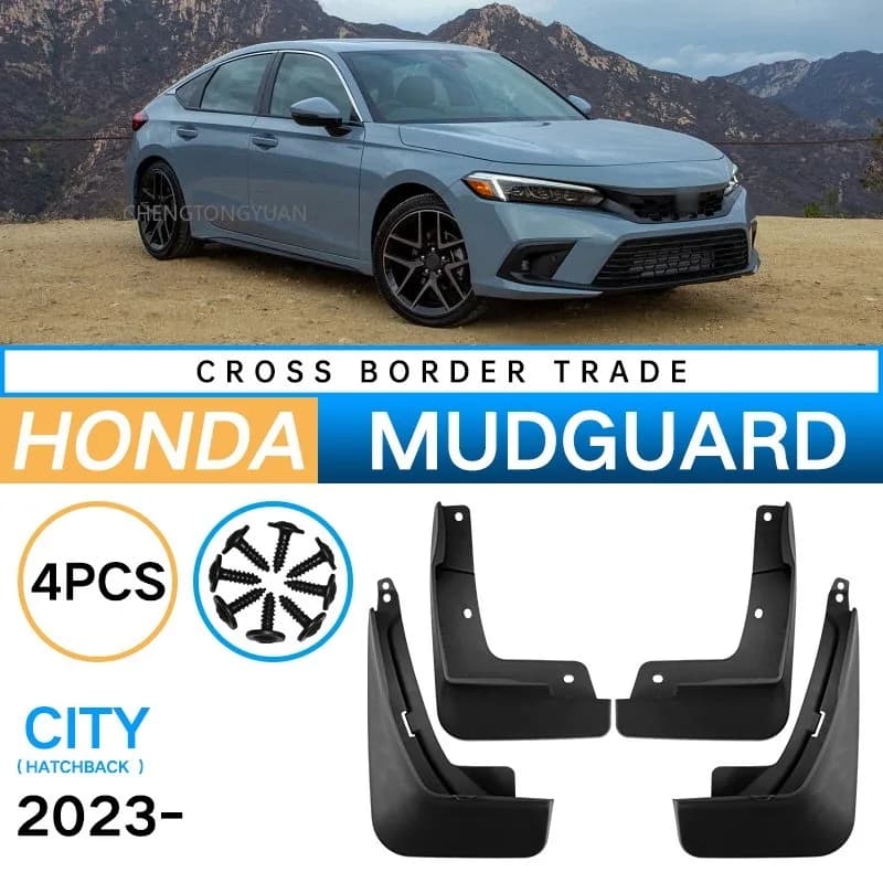 Mudguard Splash Guards Car Mud Flaps Auto Exterior Parts for Honda City Hatchback 2023 Black ABS 4PCS Set Fender Protector
