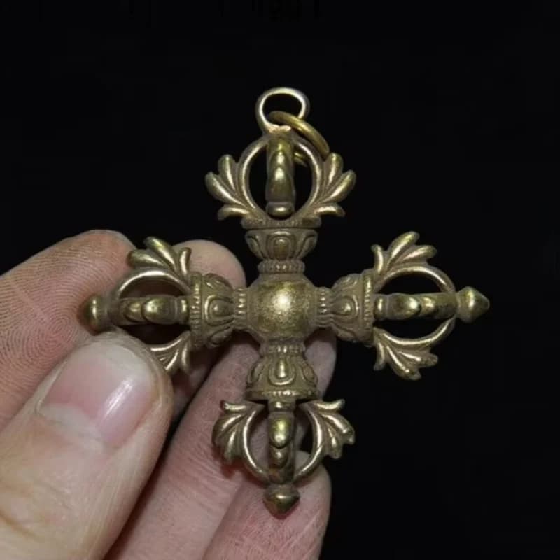 Tibetan temple bronze cross Dorje Phurpa Pestle Vajra Talismans Statue