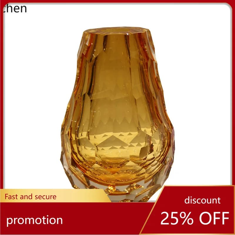 ZML Crystal Glazed Glass Vase Home Model Room Living Room Desktop Flower Arrangement Decoration Ornament