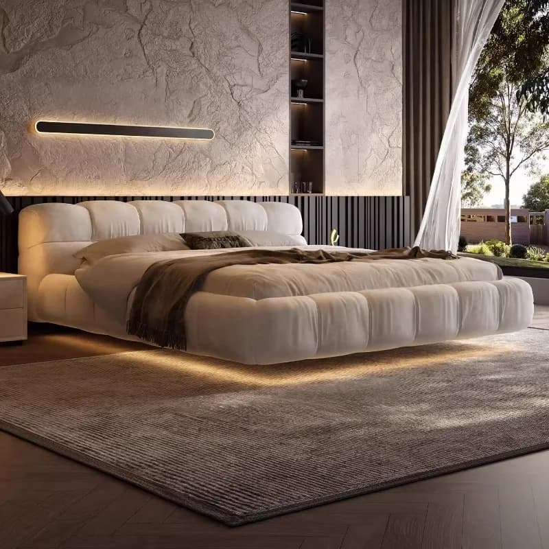 Floating Beauty Bed Safe Sleeping Frame Queen Double Luxury Modern Design Bed European Princess Muebles Lounge Suite Furniture