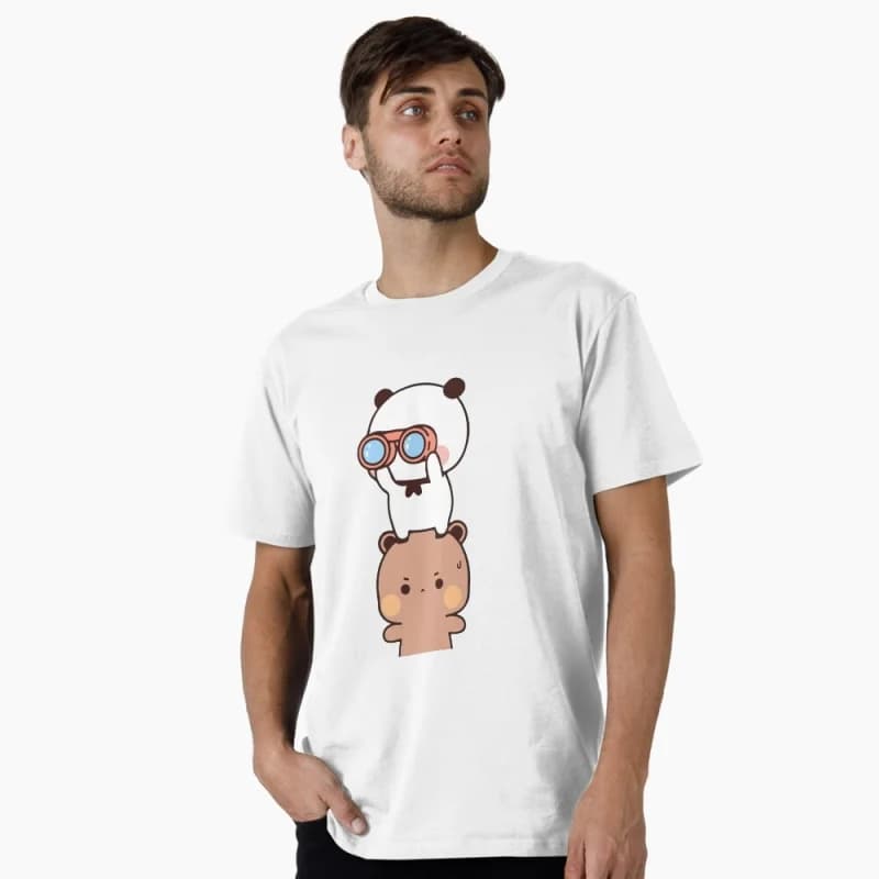Bubu And Dudu Spying With Binoculars Gift t shirt ‌kawaii‌ Panda Bear Cartoon Graphic tee Cute Y2K Clothes All size Tee