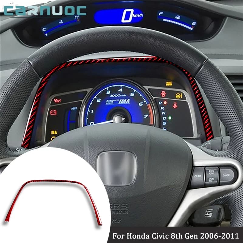 Car Interior Accessories Carbon Fiber Speedometer Surround Stickers For Honda Civic 8th Gen 2006 2007 2008 2009 2010 2011