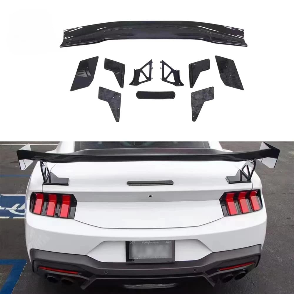 High Quality Carbon Fiber Rear Tail Wing Spoiler with Protection for Ford Mustang 2024-2026 Rear Bumper