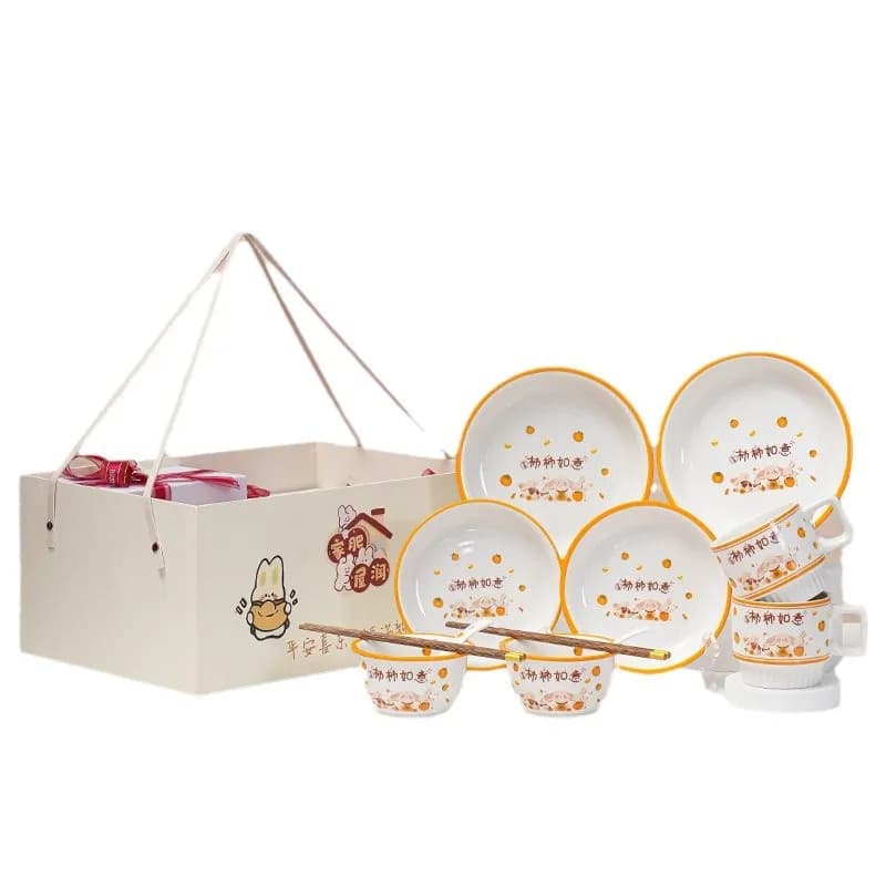 Moving gift box, home gift, simple dishes and plates, household practical ceramic tableware set, souvenir gift