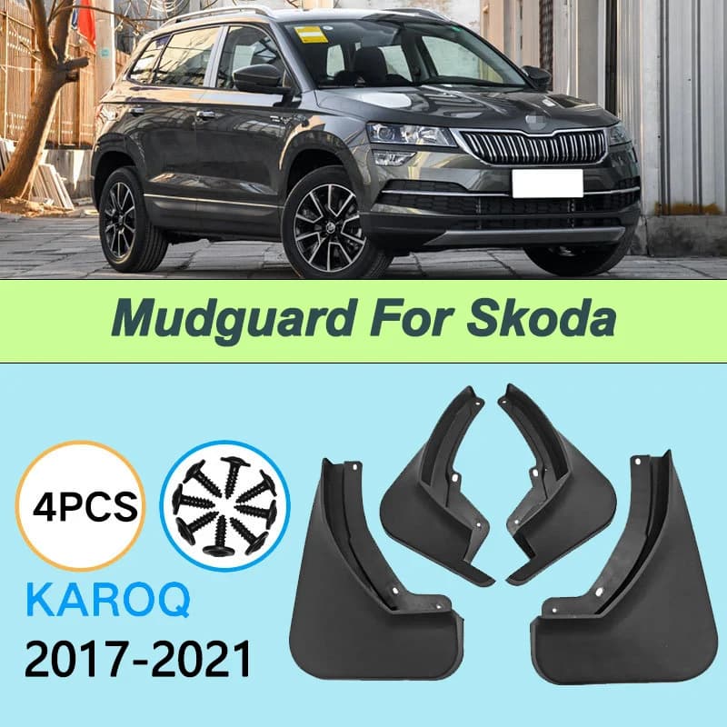 For Skoda KAROQ 2017-2021 Automotive Tire Mudguard Waterproof Prevent Mud Splashing Car Mud Flaps Fender Trim 4pcs Accessories