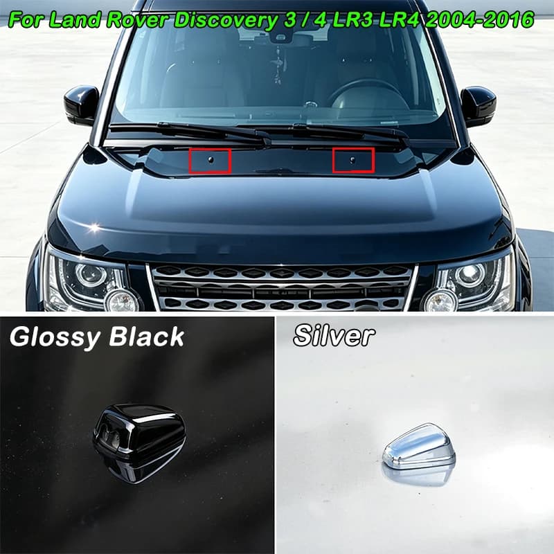 For Land Rover Discovery 3 Discovery 4 LR3 LR4 2004-2016 ABS Silver /Glossy Black Windshield Washer Nozzle Caps Cover Trim