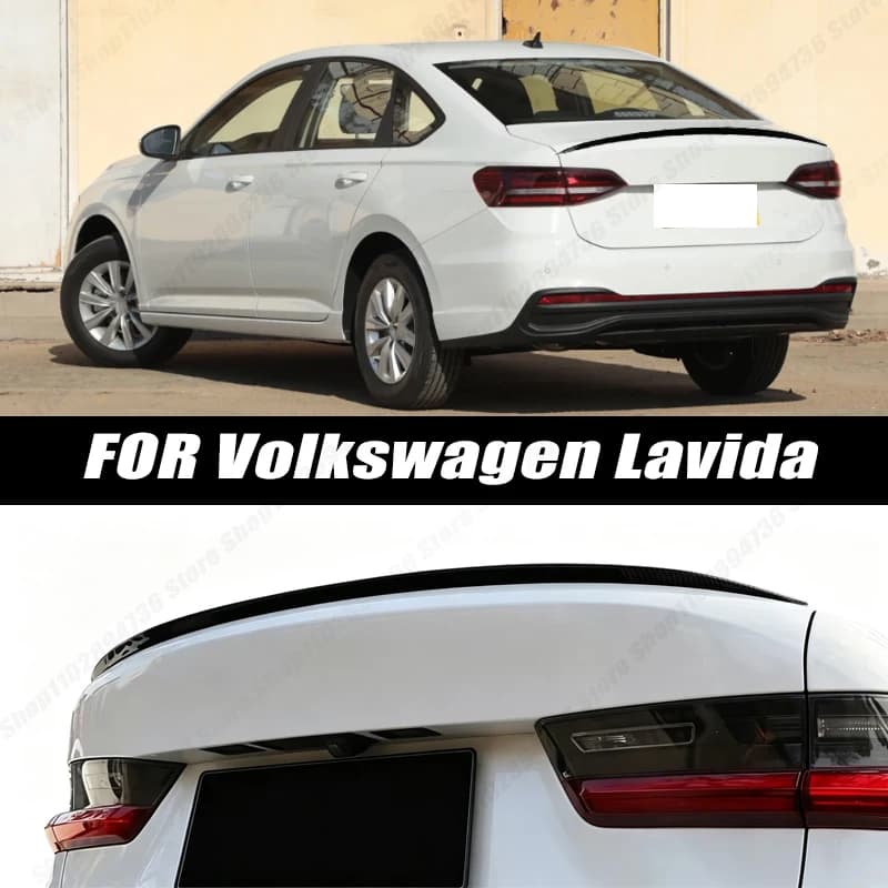 Glossy Black Soft Rubber Universal Rear Trunk Spoiler 5D Carbon Look Tail Wing Fit For Volkswagen Lavida Sedan Car Accessories