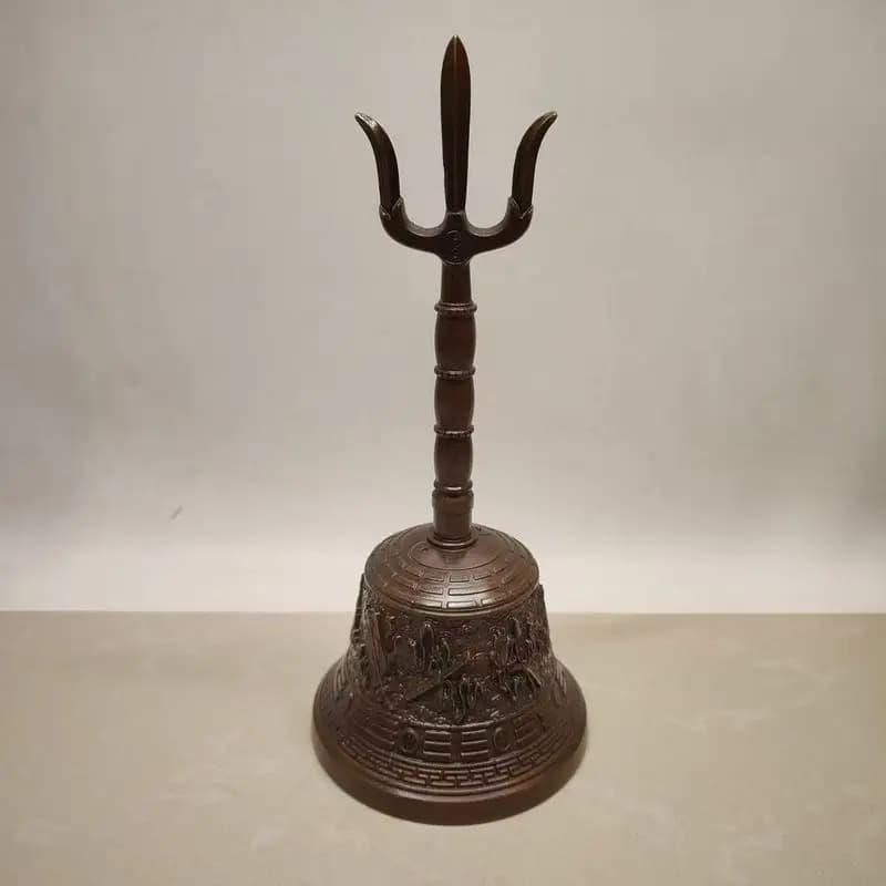Large , brass , diamond , Sanqing , copper hand bell