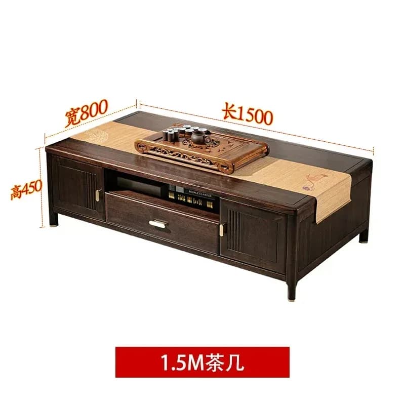 New Chinese Solid Wood Coffee Table TV Cabinet Combination Modern High-End Entry Lux Ugyen Ebony