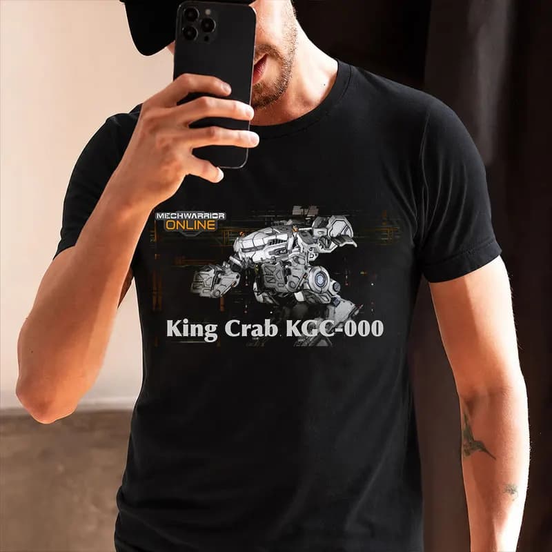 Retro MechWarrior 5 Mercenaries T‑Shirt Battletech Game Merch Graphic Print Tee Unisex 0731 king crab KGC-000 Gaming Top s-6xl
