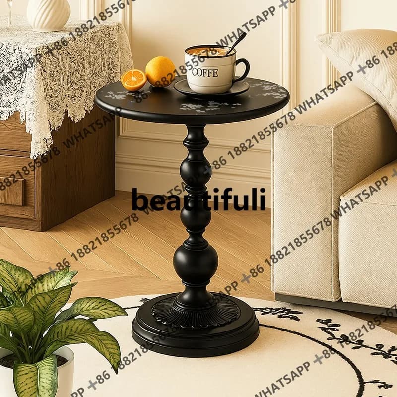 Household medieval small coffee table side table retro corner few wrought iron bedside storage balcony small round table