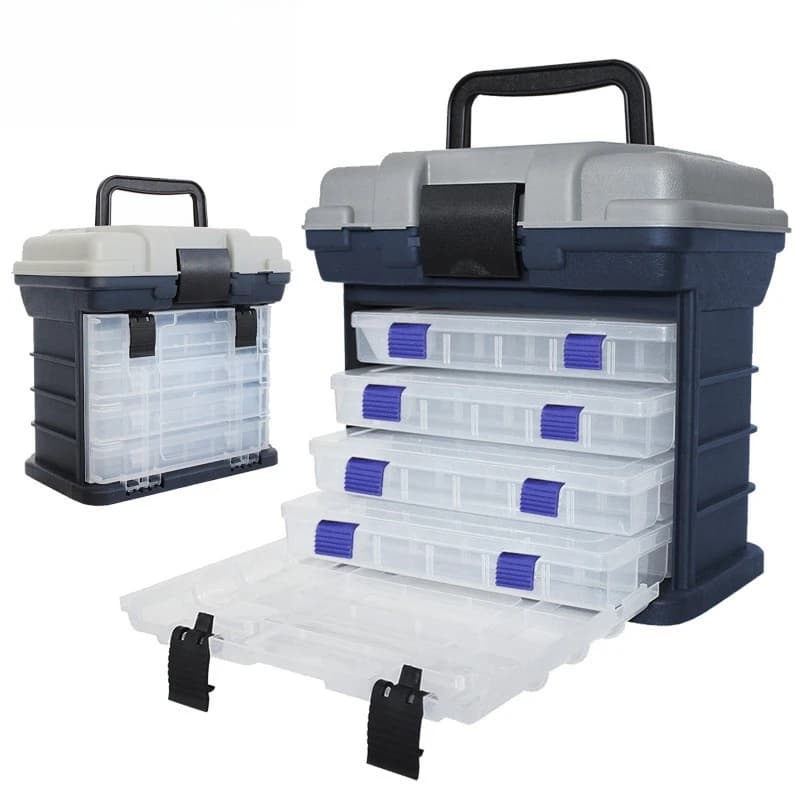 4‑Layer Thick Large Fishing Tackle Box, Storage Case for Saltwater Lures Hooks Lines Fishing Accessories