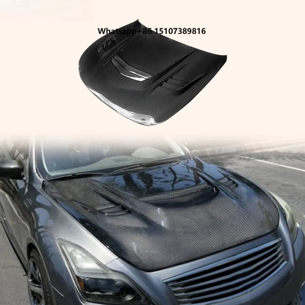 For Infiniti G37 Q40 Coupe 2 Door 08-13 Carbon MBJ Style Front Vented Clear Hood