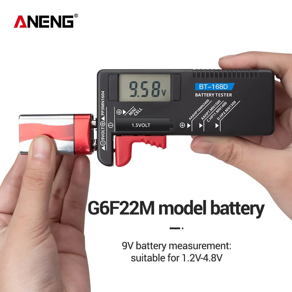 ANENG BT-168D Battery Capacity Tester Universal Professional CR2032/LR44/9V Button Digital Battery Detection Household Tools