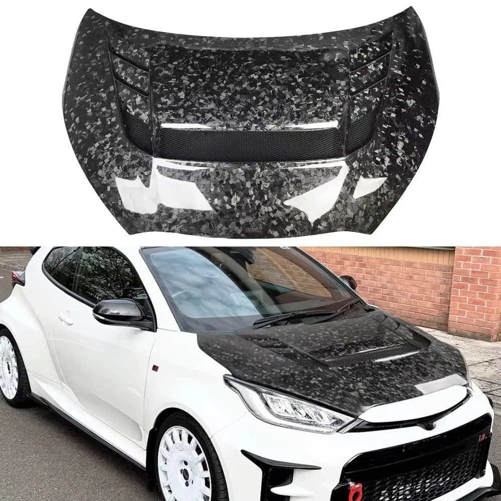 Forged Carbon Fiber V Style Engine Hood for GR YARIS GXPA16 Front Bonnet