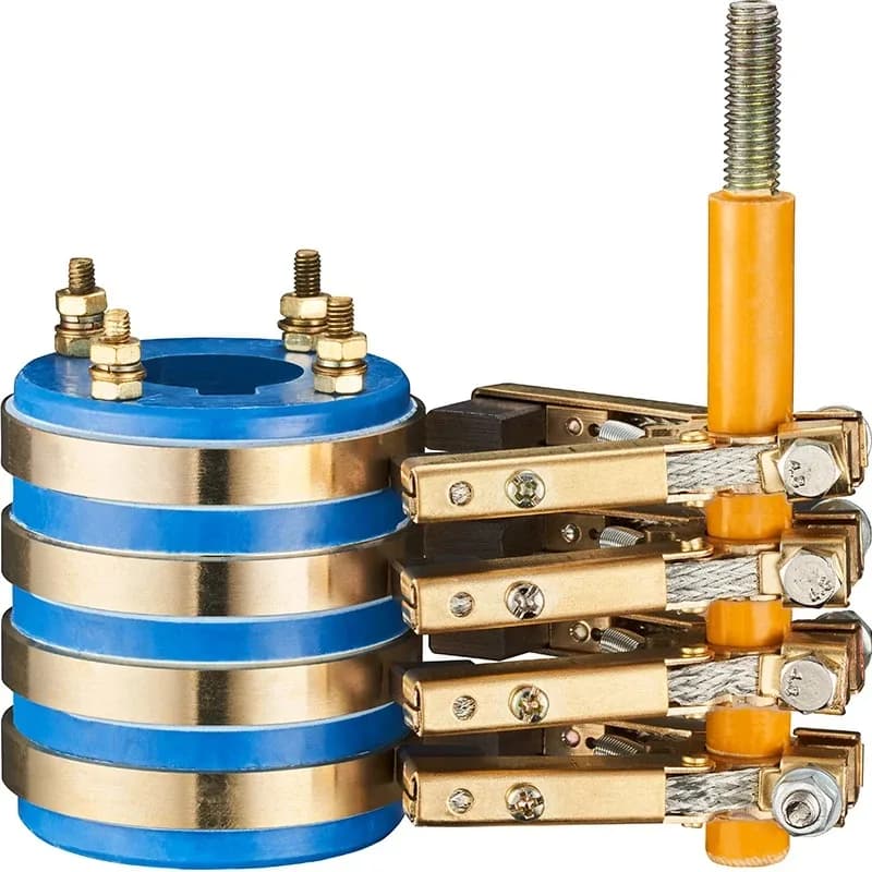 1 SET Four Way Collector Ring Assembly Conductive Slip Ring / Copper Carbon Brush Support / Return Ring Copper