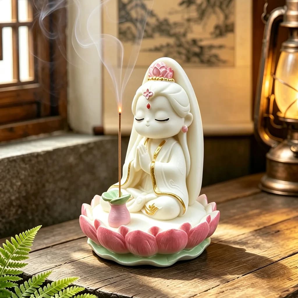 Sandalwood Incense Stick Holder Buddha Figurine Living Room Tea Table Decor Indoor Tea Ceremony Craft Ornament